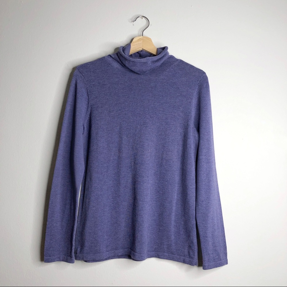 J. JILL Purple Turtleneck Lightweight Knit Sweater